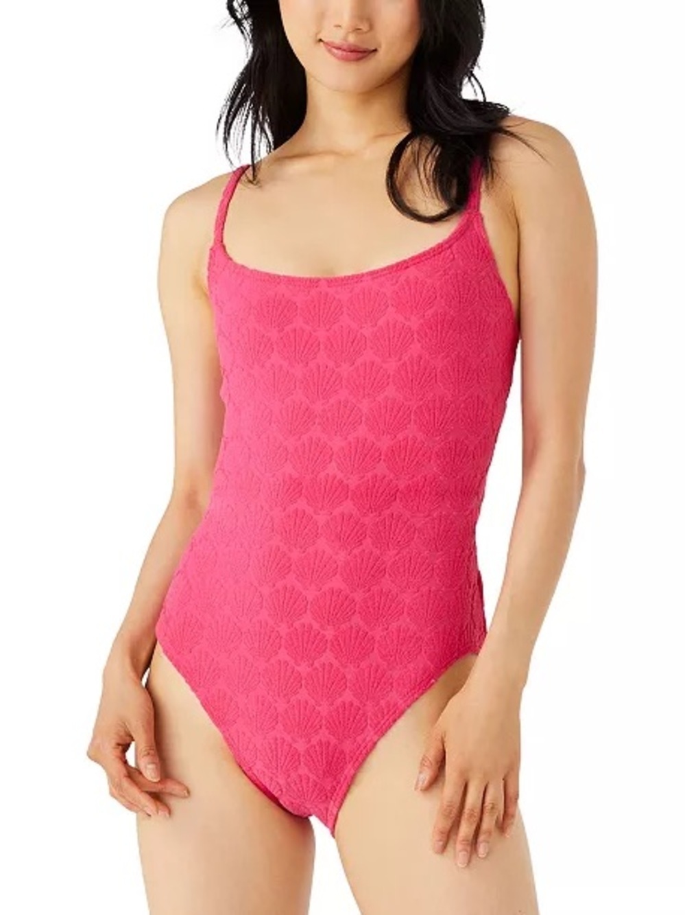 Kate Spade New York Seashell Burnout Lingerie One-Piece Pink Swimsuit Large